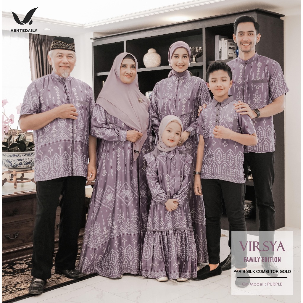 Baju Sarimbit Keluarga Baju Lebaran Terbaru 2024 Model Virsya Family Couple