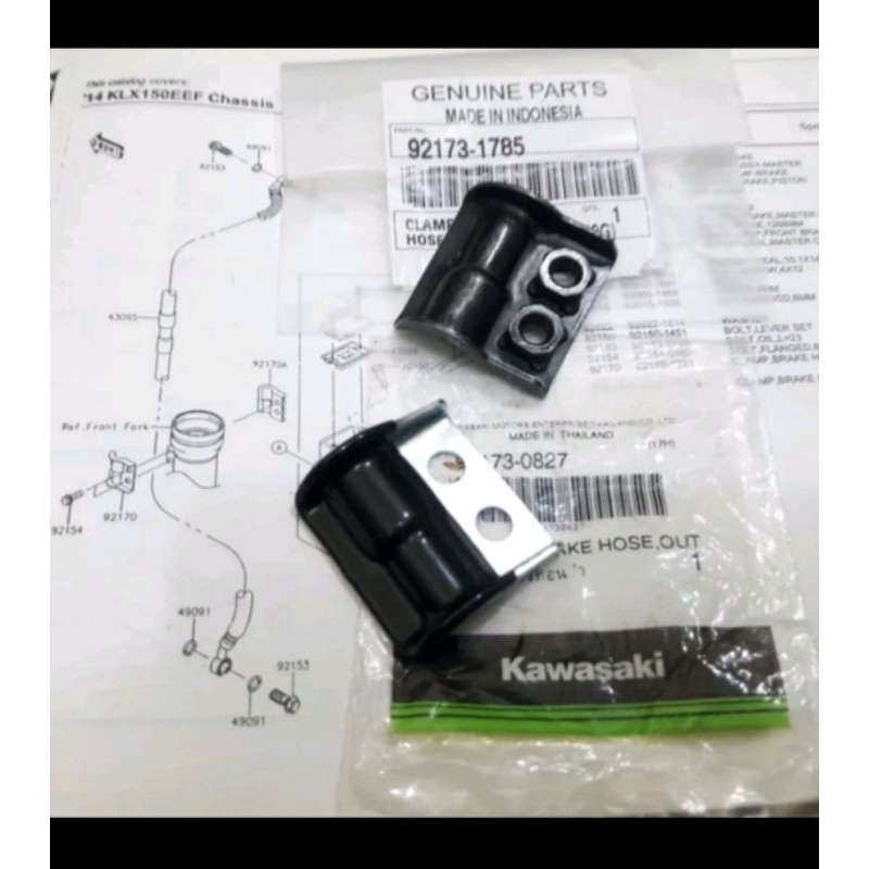 klem breket selang rem depan KLX 150 sepasang original