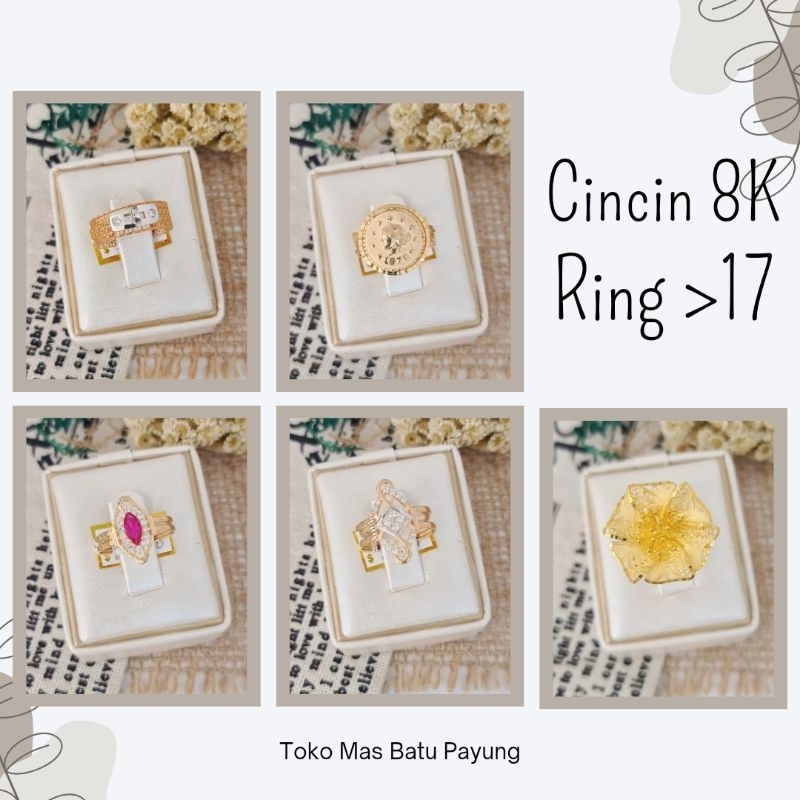 WAJIB TANYA STOK REALPIC CINCIN EMAS ASLI KADAR 8K-9K RING 17 KEATAS | AKSESORIS WANITA RING AMERICA