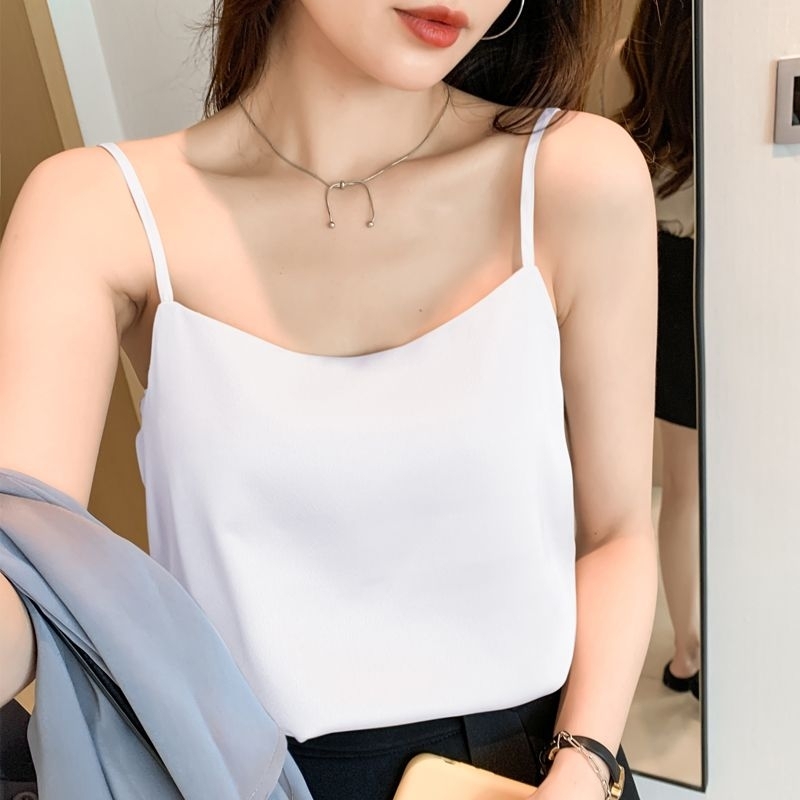 inner satin tanpa lengan sleeveless tank top satin tanktop satin blouse satin tali jumbo satin kanto