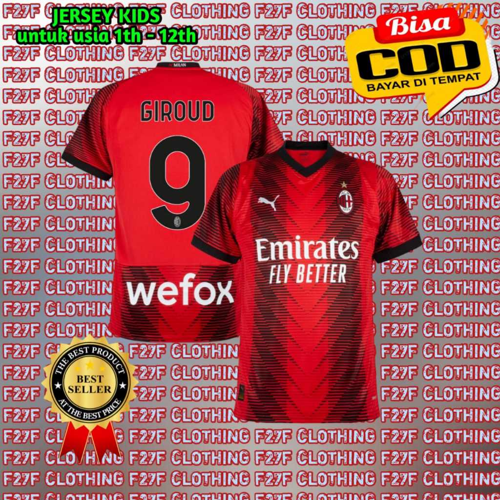 jersey bola ac milan versi anak 1-13 tahun