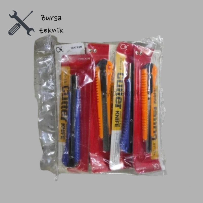 

(COD) Cutter kecil kater kecil gagang plastik warna warni Haixin Termurah