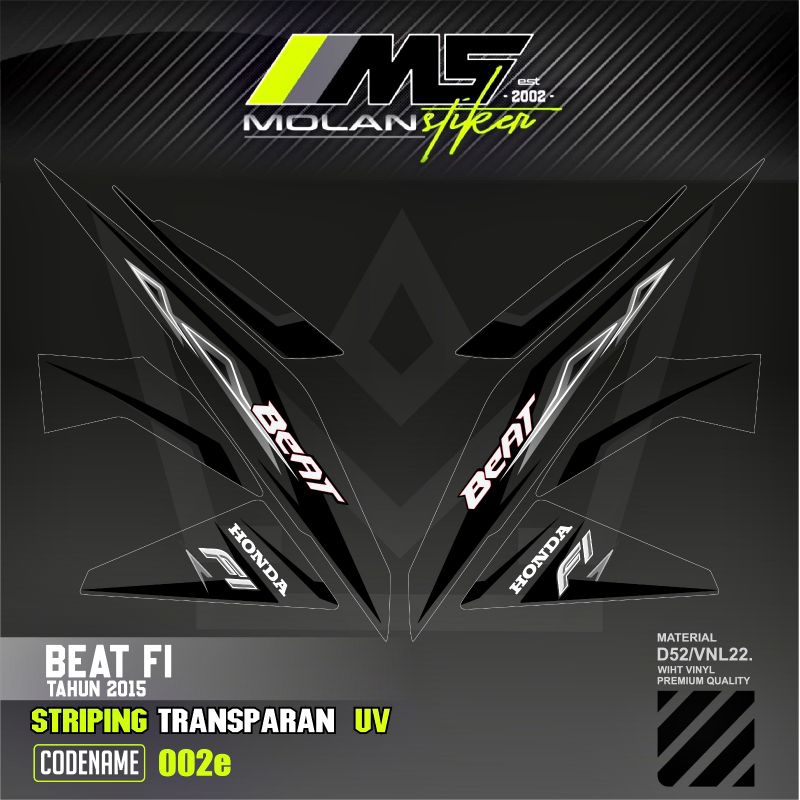 Decal Sticker Striping Variasi Transparan Uv Beat Fi Motif Ori 2013/2014 Striping Transparan Uv Beat