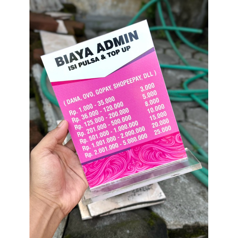 

BISA CUSTOM AKRILIK 15x20 BIAYA ADMIN TOP UP AGEN BANK / TOKO PULSA