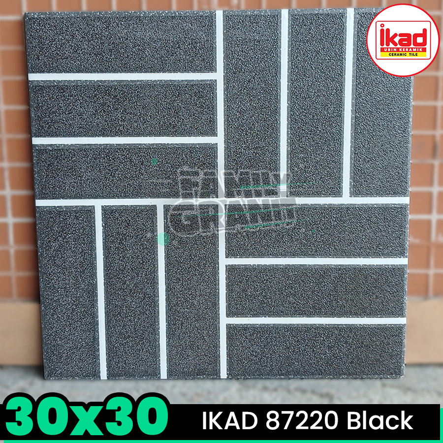 Keramik Kasar 30x30 IKAD 87220 Black Lantai Teras/ Garasi/ Kamar Mandi