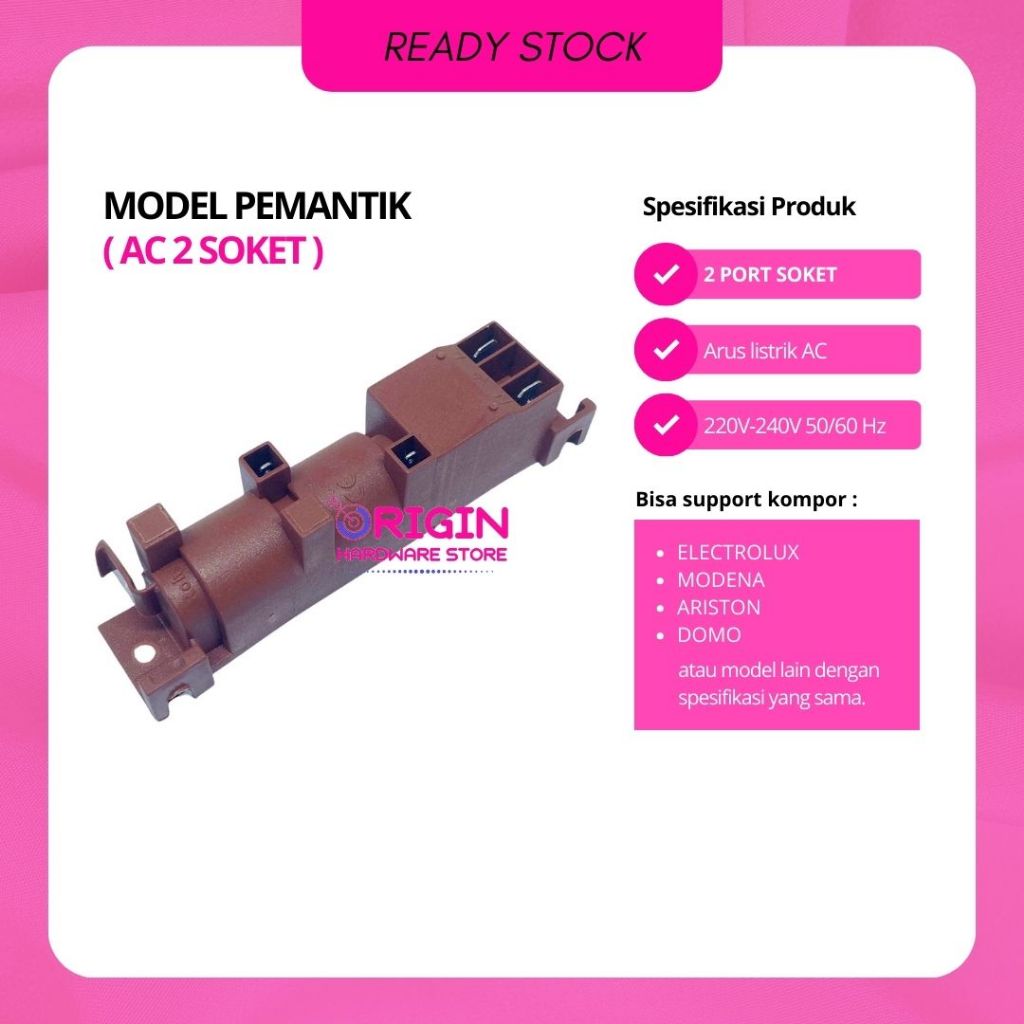 Ay00 Pulse Ignition AC 2 SOCKET Pemantik Elektrik Kompor Gas Ariston-Domo