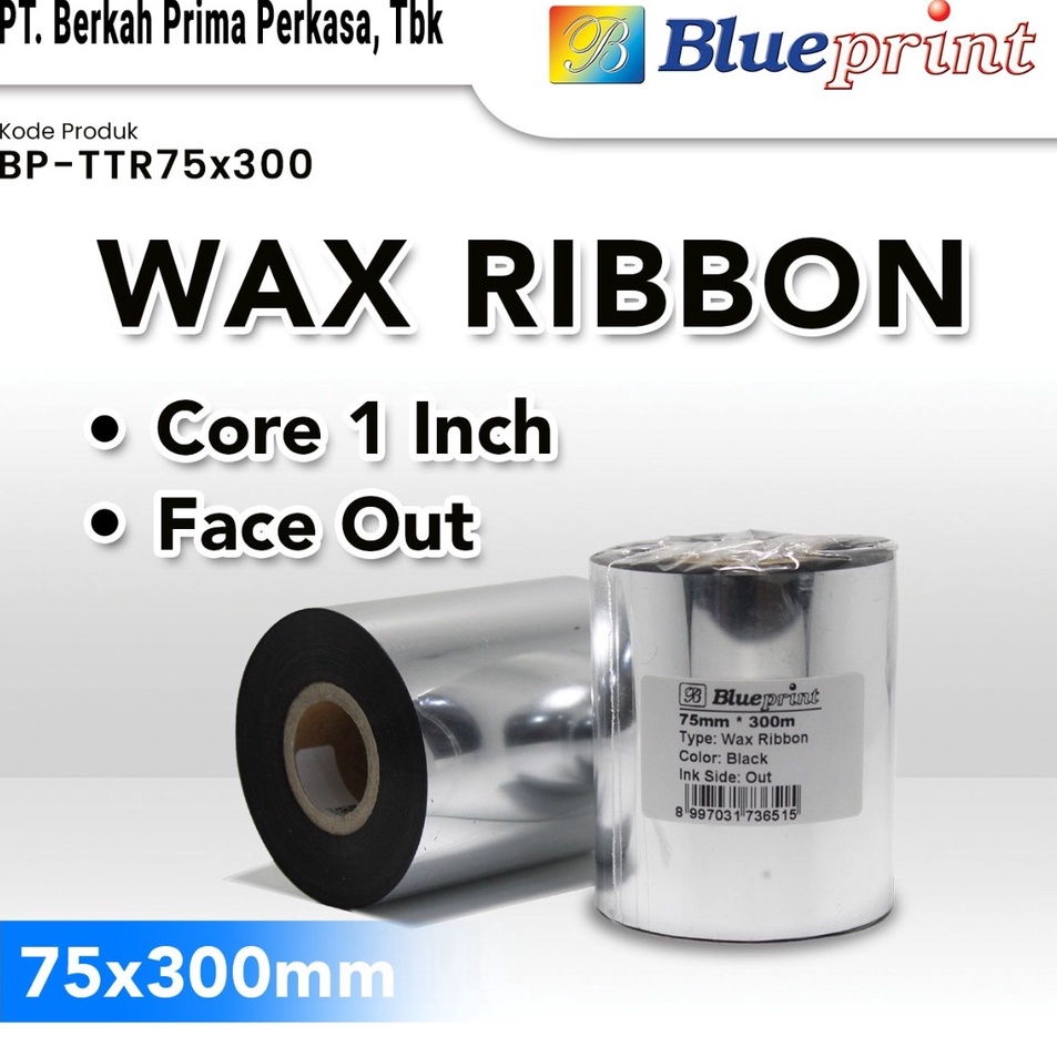 

Murah Sekarang Ribbon Wax Barcode Label 75x3m BLUEPRINT Thermal Transfer Ribbon