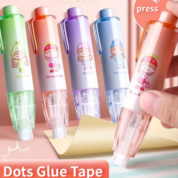 

Promo Stok cute retractable glue tape stick pen lem double tape lem pen cetek