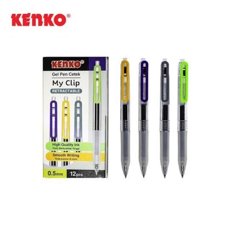 

Pulpen Kenko Gel Pen My Clip Isi 12 Pcs | Gel Pen Cetek Retractable