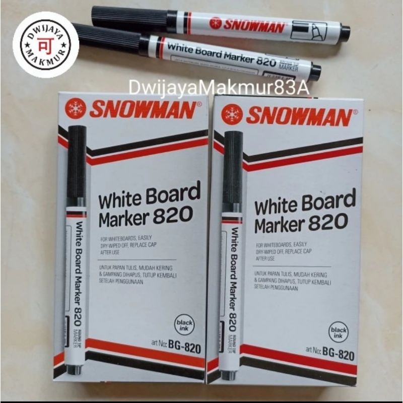 

Snowman Spidol WhiteBoard Marker 820 Hitam/Biru/Merah (12pcs)