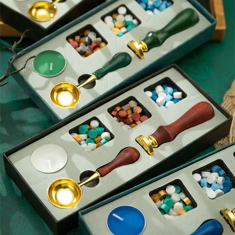 

Sealing Wax Stamp Tema Retro Vibtage Set Stempel Lilin Set Gift Box Retro Utk Invitation Card Kado seal wax