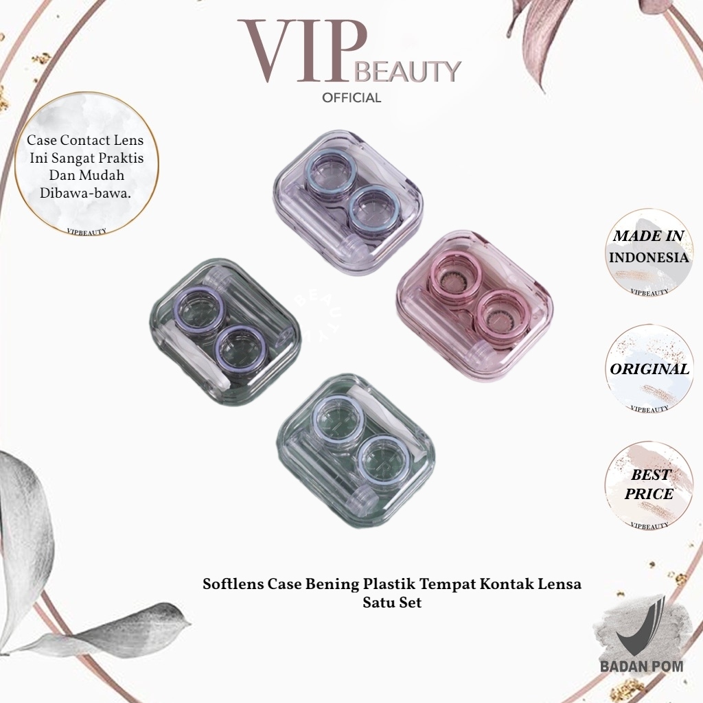 Softlens Case Bening Plastik Tempat Kontak Lensa + Penjepit + Tongkat Tempat Softlens Bening Satu Se