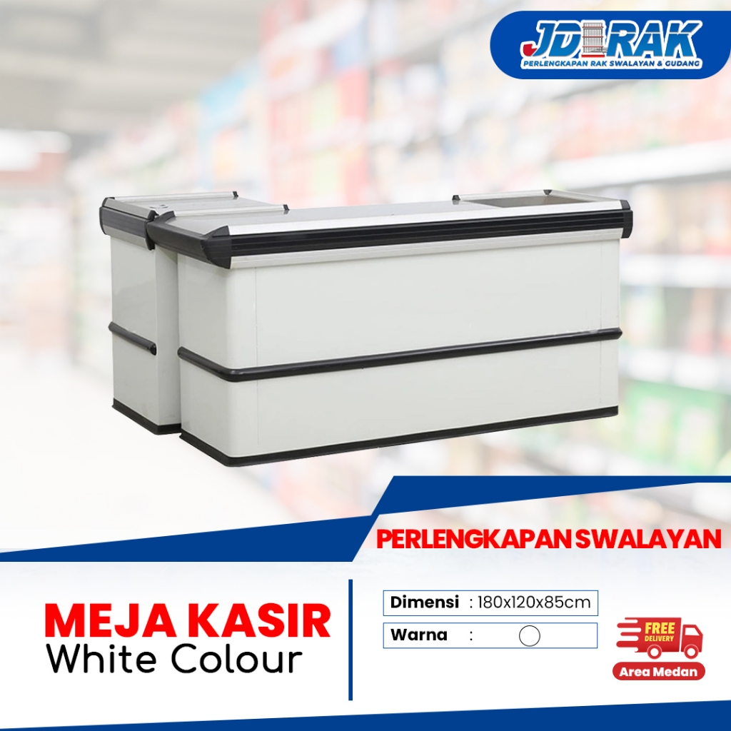 Meja Kasir Minimarket Latter L White colour/Meja Minimarket/Meja Kasir Swalayan