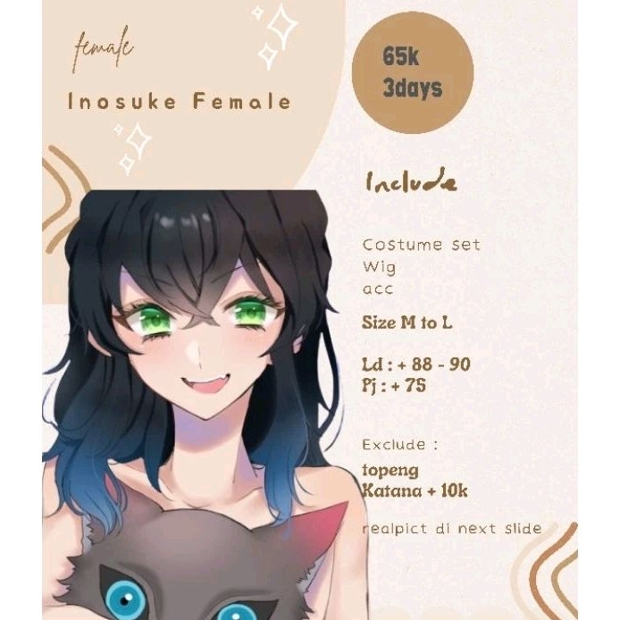 rental costum cosplay inosuke fem