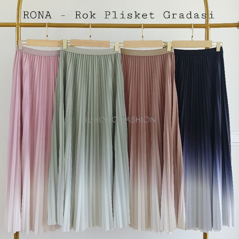 RONA - Rok Plisket Gradasi Ombre Panjang 90 cm Premium Import