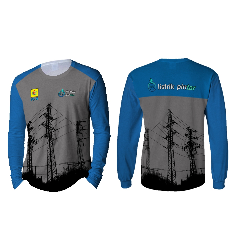 Baju Kaos PLN Perusahaan Listrik Negara pria wanita Fullprint / Kaos PLN LISTRIK PINTAR Lengan Panja
