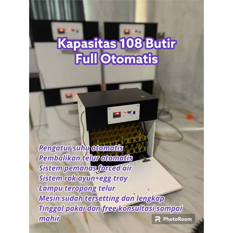 Mesin Tetas Telur Full Otomatis Kapasitas 108 Butir Rak Besi Egg Tray Digital