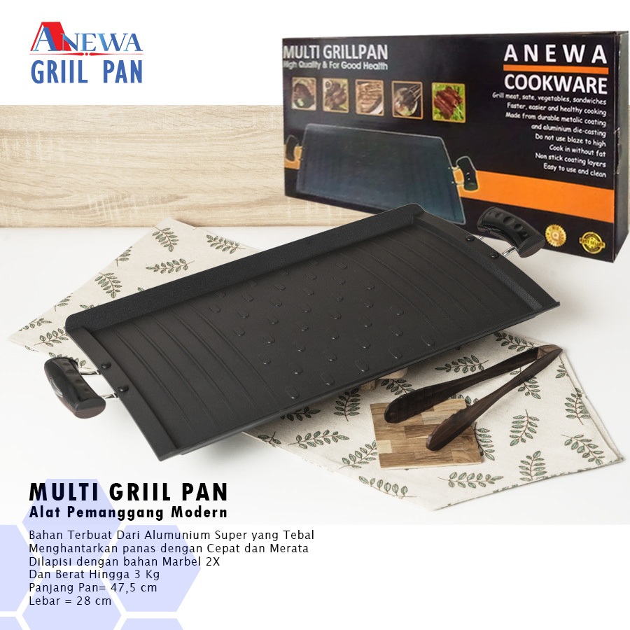 Grill pan Anewa anti lengket pemanggang serba guna BBQ