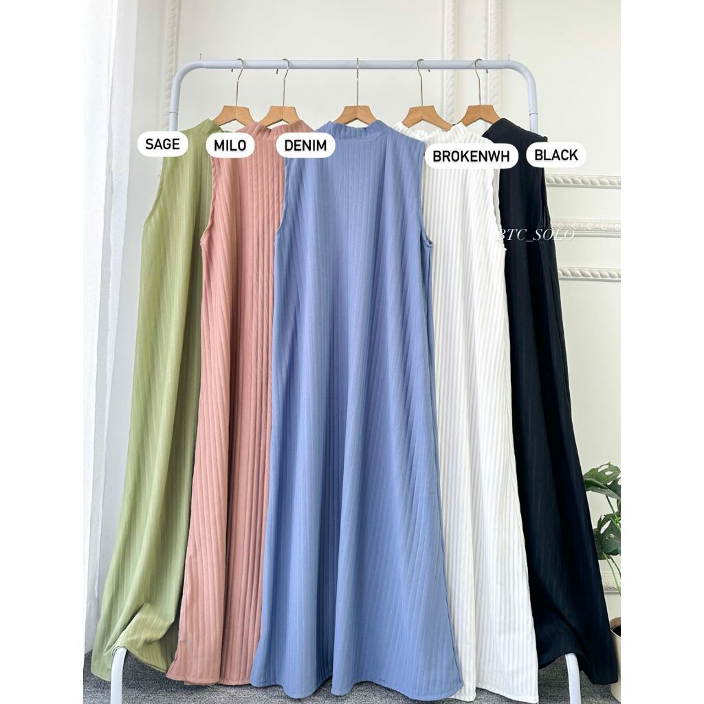 Zetta Inner Outer Long Dress GAMIS PREMIUM WANITA MUSLIMAH TERMURAH DRESS KNIT TANPA LENGAN JUMBO