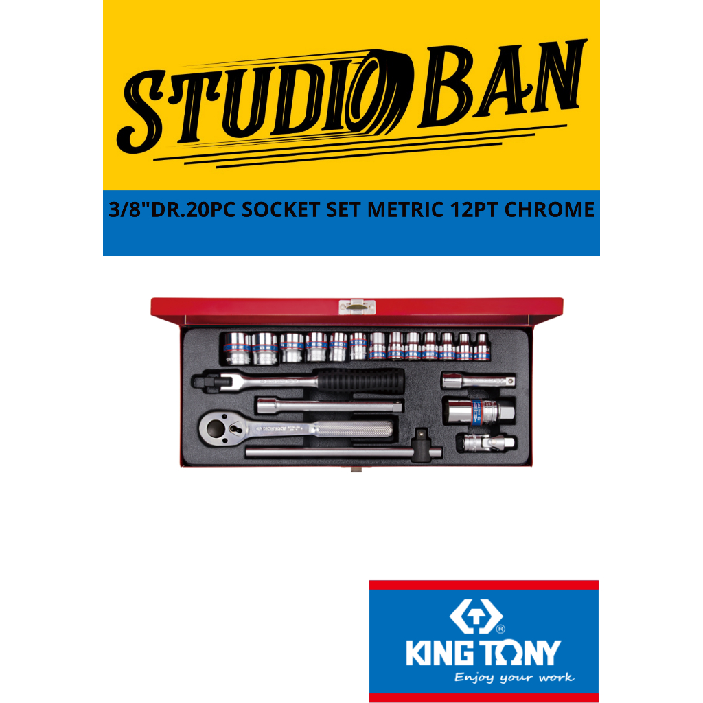 Kunci Sok Set 20pcs 3/8" - King Tony 3020MR