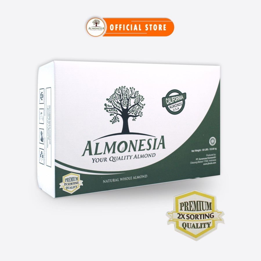 

Almond Utuh - Almonesia Natural Whole Almond 22.68 Kg (50 Lbs) | KHUSUS GRAB GOSEND