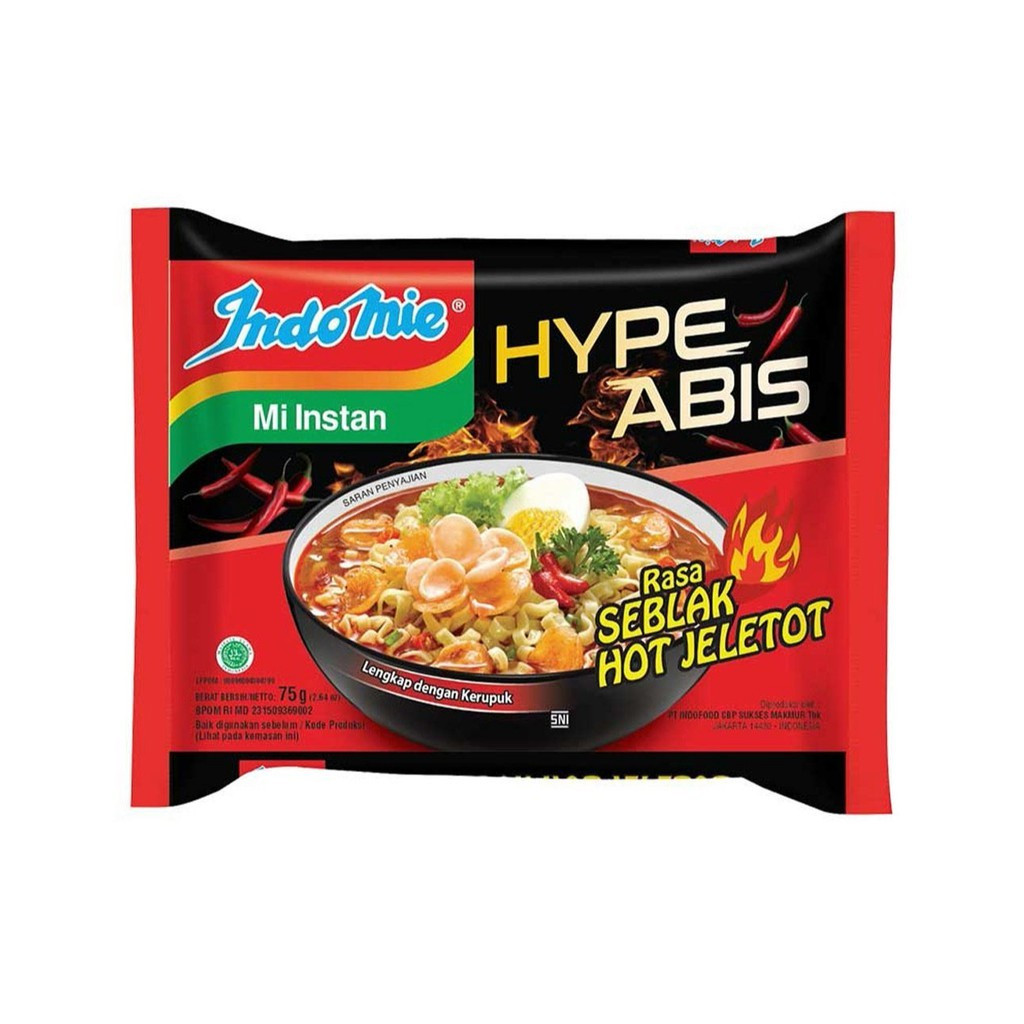 

INDOMIE MIE KUAH INSTANT RASA SEBLAK HOT JELETOT 75gr (PCS)