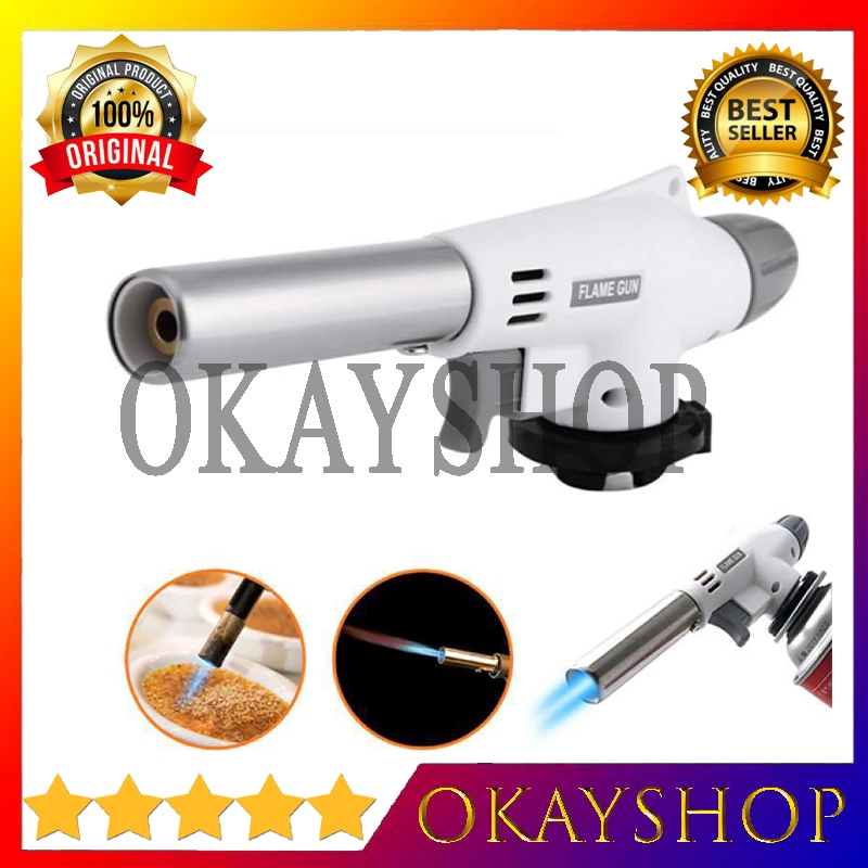 Okayshop Kepala Portabel Gas Torch Flame gun Las Butane Blow Torch Api Jet Hi Cook TD