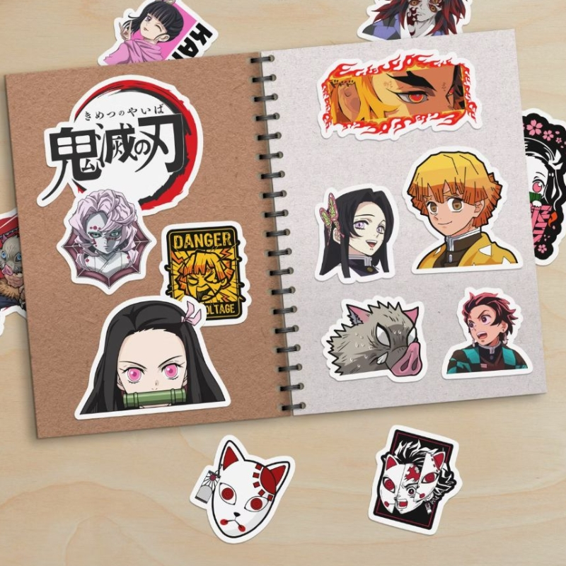 

55pcs Stiker Demon Slayer Vinyl Untuk Laptop Notebook Tumbler Scrapbook