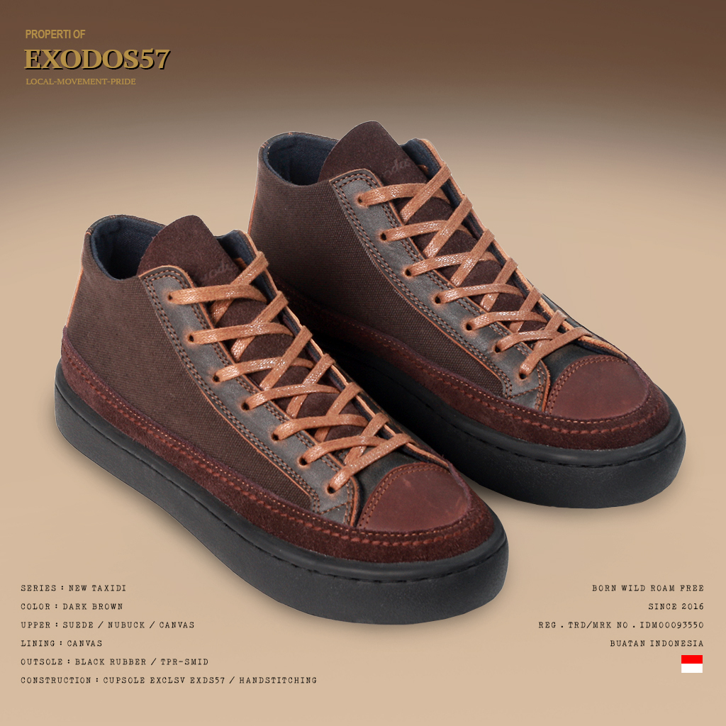 Sepatu Sneakers Kulit Pria Exodos57 - New Taxidi Dark Brown