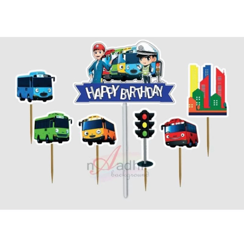 TOPER CAKE KARAKTER TAYO  HIASAN KUE ULANG TAHUN
