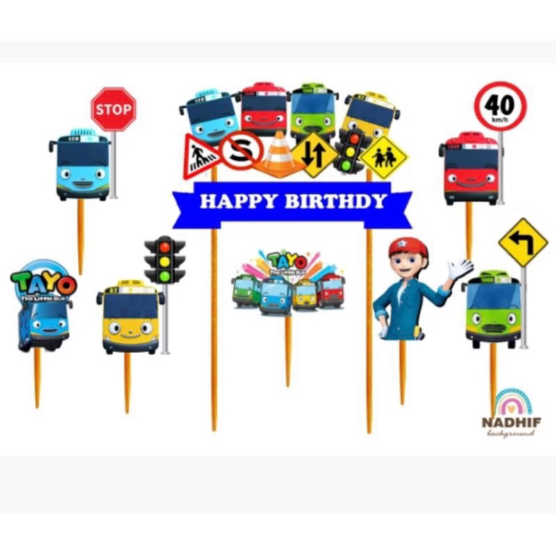 TOPER CAKE KARAKTER TAYO  HIASAN KUE ULANG TAHUN