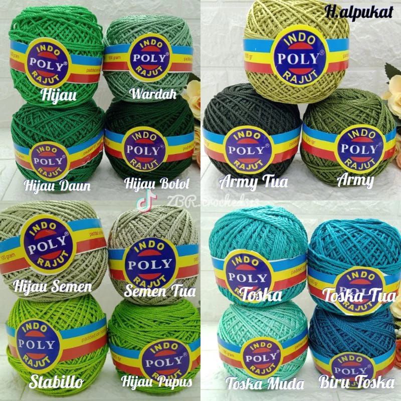 Benang Rajut Poly Indo Seri Warna Hijau