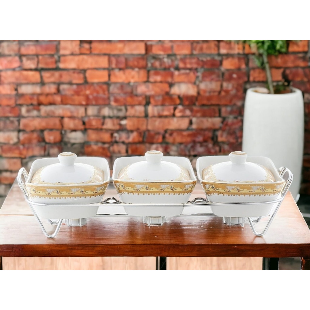 Alat saji dengan rak VICENZA B751 Camelia casserole with rack, peralatan makan porselen, tempat saji