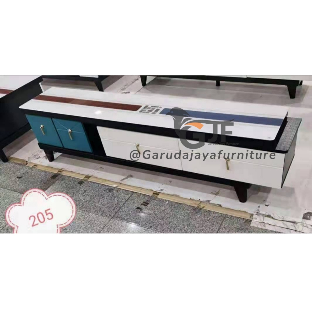 MEJA TV/BUFFET TV KACA/BUFFET TV MINIMALIS/TEMPAT TV BISA DI PANJANGKAN /MEJA RV PANJANG170 - 250CM