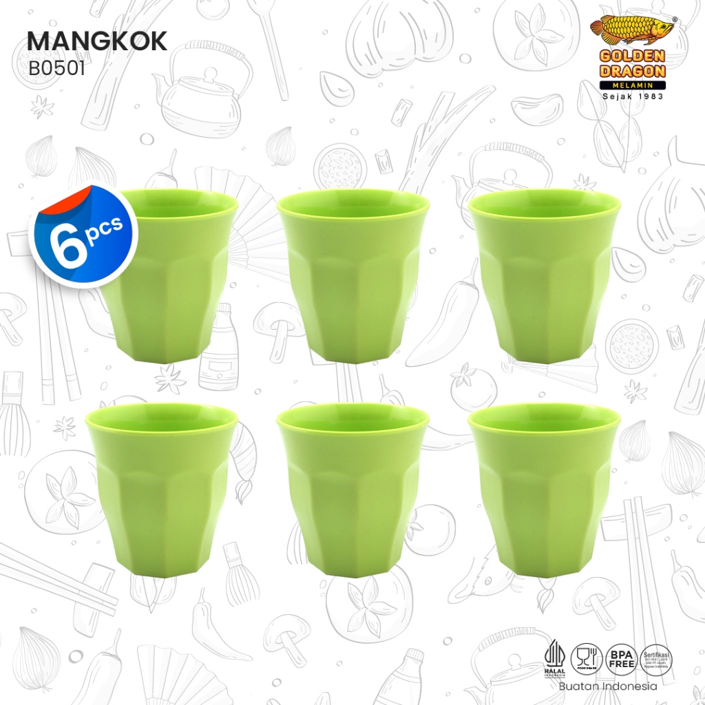 Arwana houseware Gelas Belimbing Hijau Stabilo (280 ml) B0501 - Golden Dragon Melamine