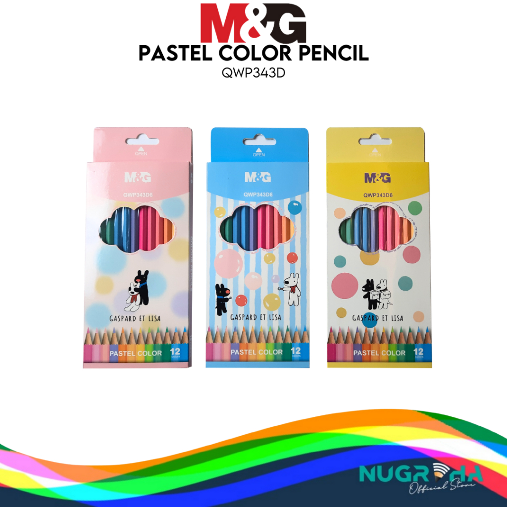 

M&G QWP343D6 Pensil Warna Pastel Panjang 12 Warna Pastel Color Pencil paper Box Classic Coloring Set