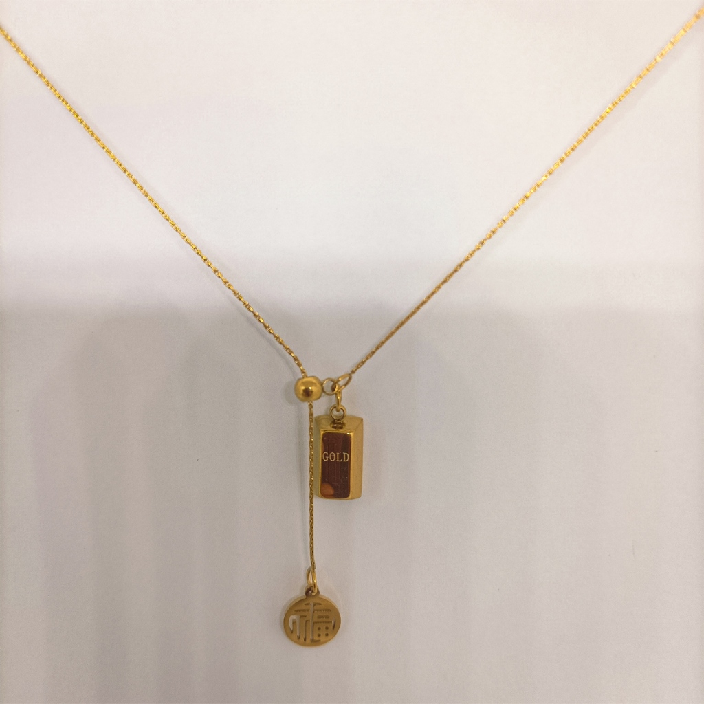 Korea COD Kalung elegant fashion Mewah Titanium Emas 24K Asli Anti Karat Tidak Luntur Aksesoris Wani