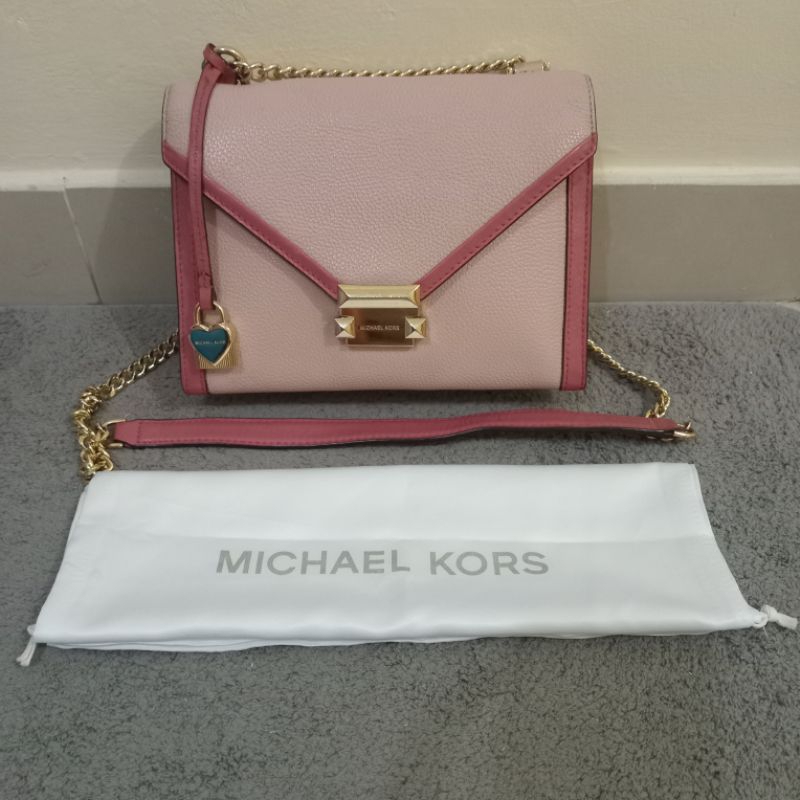 Preloved Michael Kors Whitney Large Pebbled Leather Shoulder Bag Soft Pink