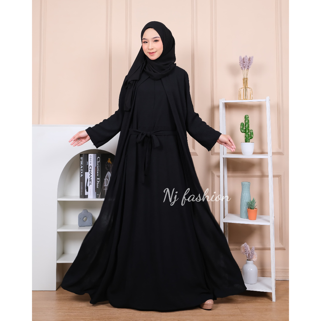 Abaya Zayra | Abaya Remaja Wanita Crinkle Premium Polos Murah Fashionable