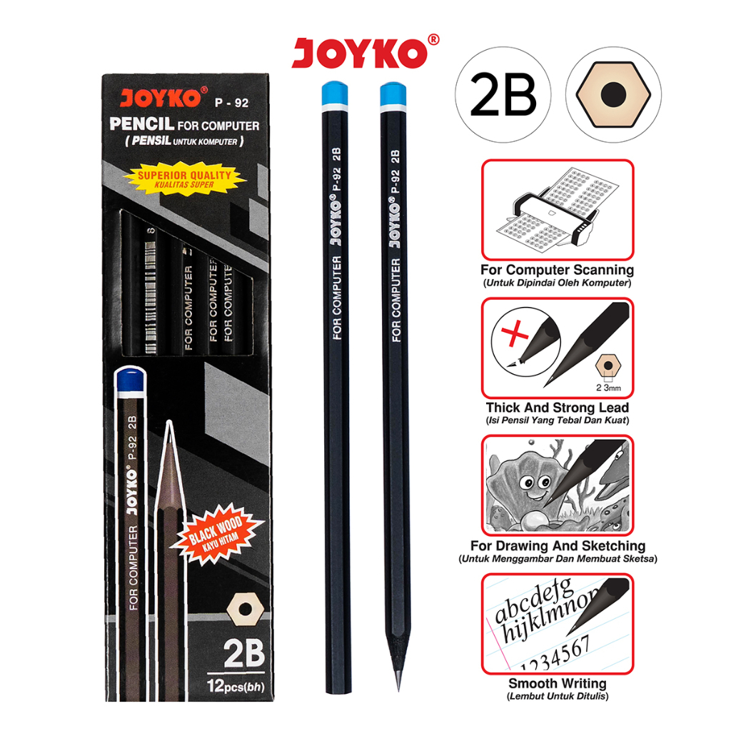 

[ PACK ] Pensil 2B Hitam - Joyko P-92 MURAH!