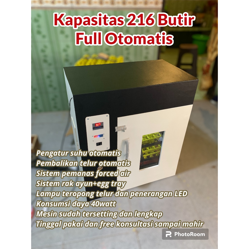 Mesin Tetas Telur Full Otomatis Kapasitas 216 Butir Rak Besi Egg Tray Digital