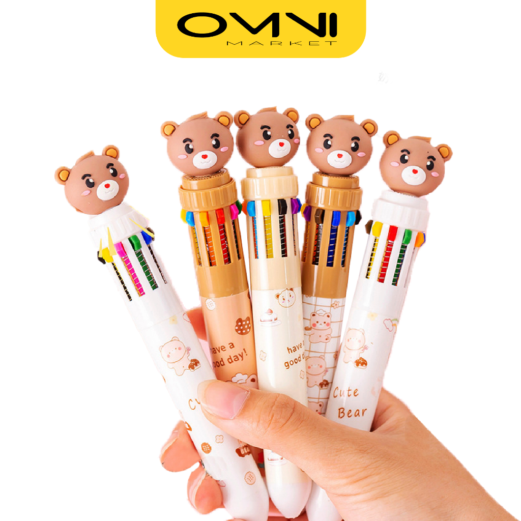 

Pulpen 10 Warna Teddy Bear Pena Warna Super Lucu Motif Beruang ATK017