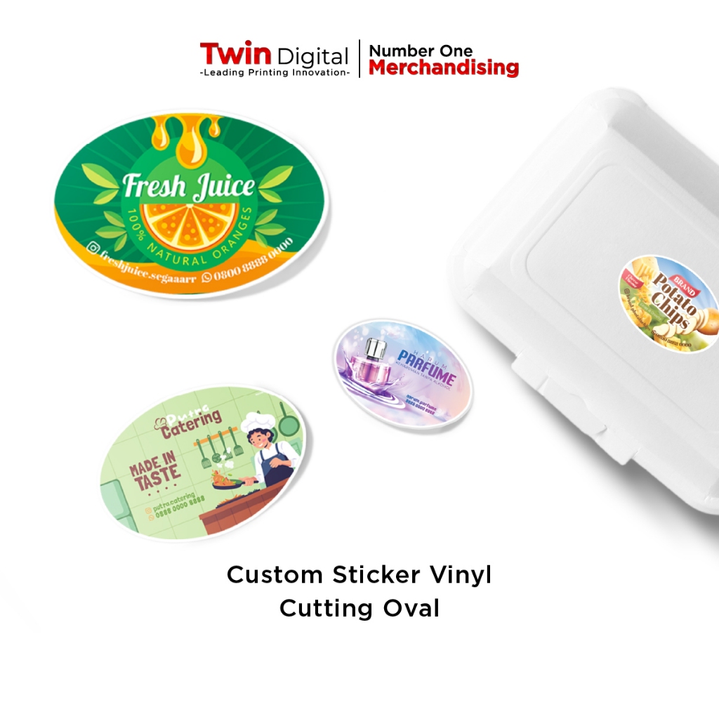 

Twindigital Custom Sticker Vinyl Cetak Stiker Label Toples Anti Air - Print Stiker Vinyl Oval Satuan
