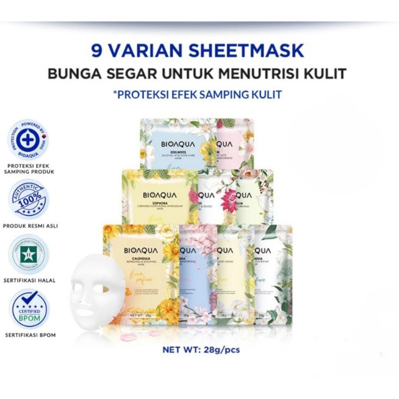 BIOAQUA Sheet Mask Masker Wajah Flower Series (28g/pcs)