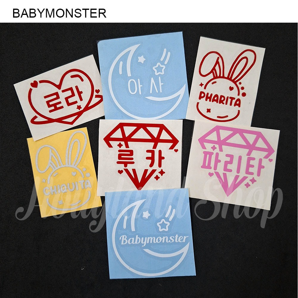 

Sticker Cutting BABYMONSTER Member Nama Hangeul Lightstick (2pcs) Unofficial