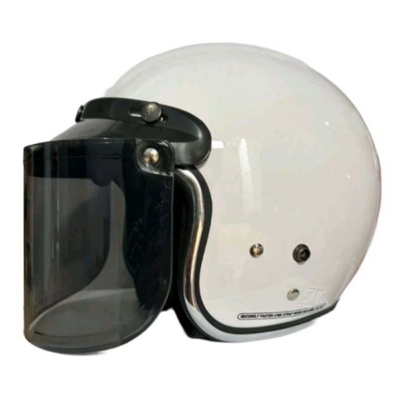 Helm dewasa pria wanita model cargloss warna putih gloss Helm SNI