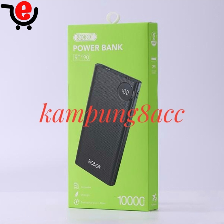 Kampung8acc POWERBANK ROBOT RT190 LED 10000 mah Power Bank Robot 10000 MAH 2 USB Ports