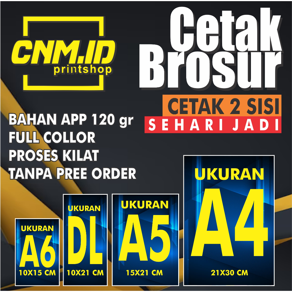 

cetak BROSUR 2 SISI, uk. A6,DL,A4,A4