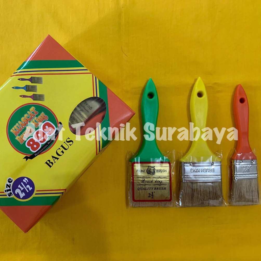 

KODE B88G ISI 12 PCS KUAS CAT KING GAGANG PLASTIK 1 1 12 2 2 12 3 4 5 INCH PAINT BRUSH