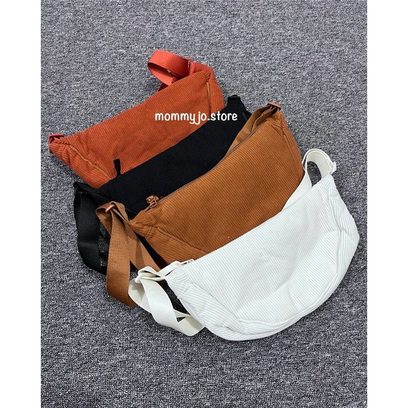 Waist Bag Corduroy ala Uniqlo / Tas Bahu Slempang Anti Copet
